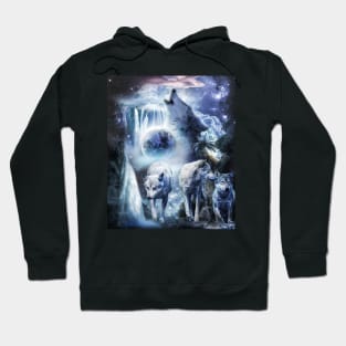 Tropical Wolves Wolf Howling At Moon Hoodie